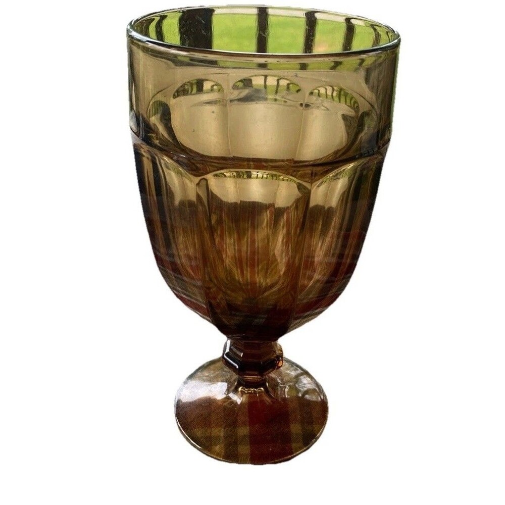 VTG Libbey Duratuff Smokey Mocha Brown  Iced Tea Water Glass Goblet Made In USA